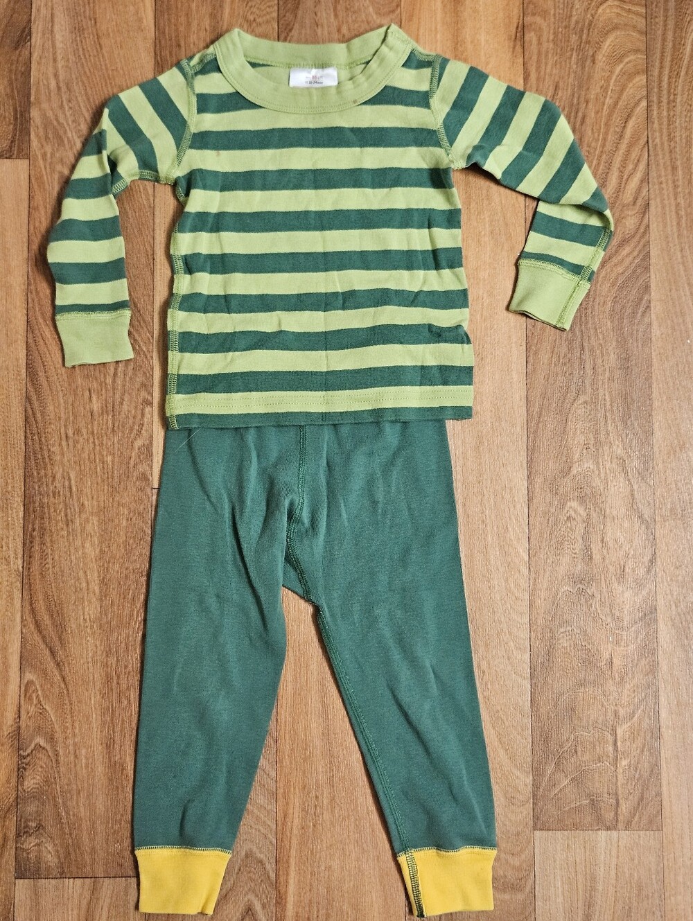 Hanna Andersson Toddler Green Striped Pajama Set - Cozy Two-Piece Sleepwear